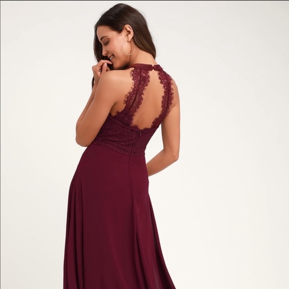 Dance All Evening Burgundy Lace Maxi Dress - Picture 3 of 5
